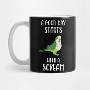 A good day start with a Scream Funny Green Quaker Parrot Mug